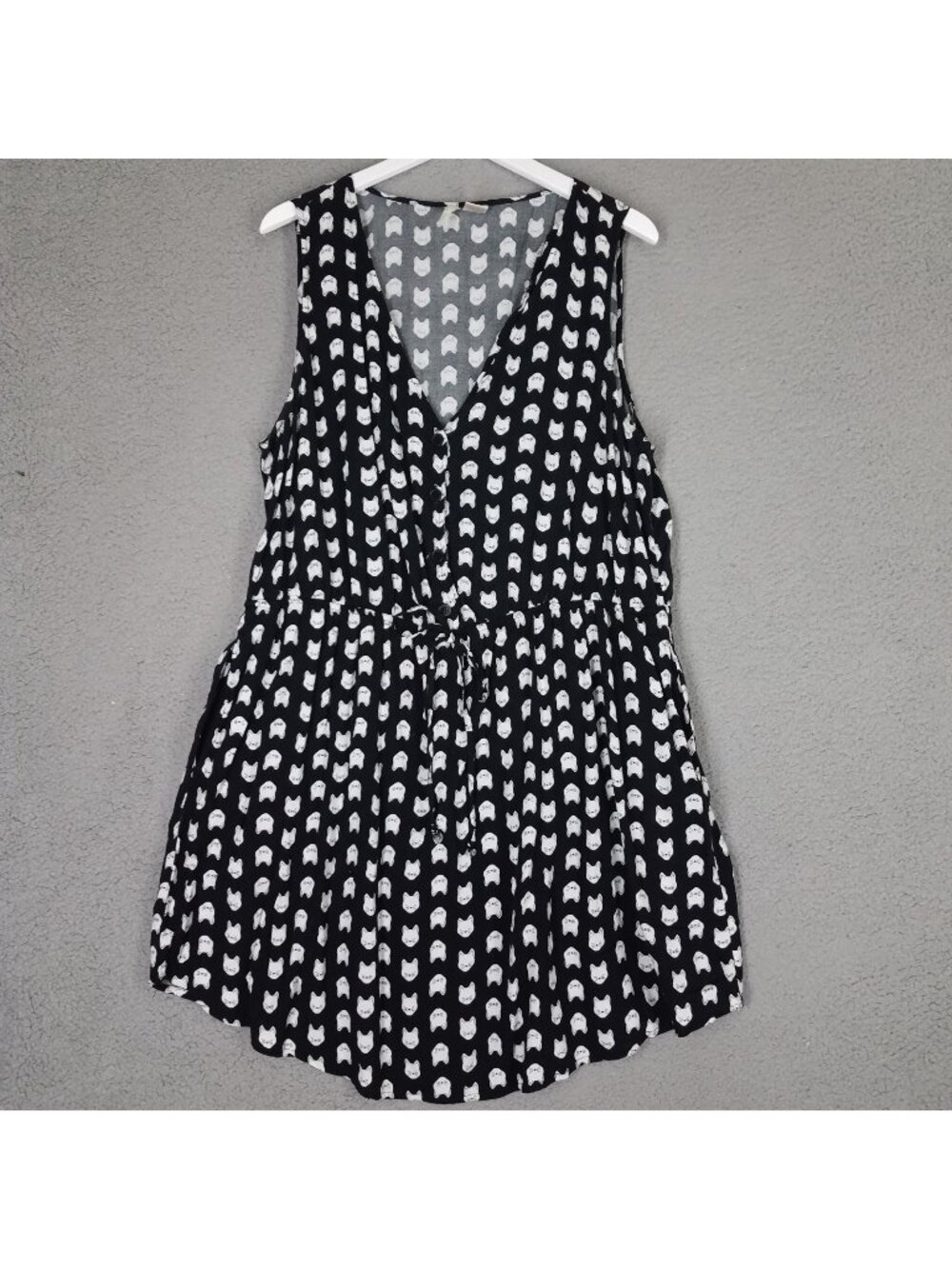 Mimi Chica Cat Dress Women's 3X Cat Lady V-Neck Casual Lounge Comfy Black White